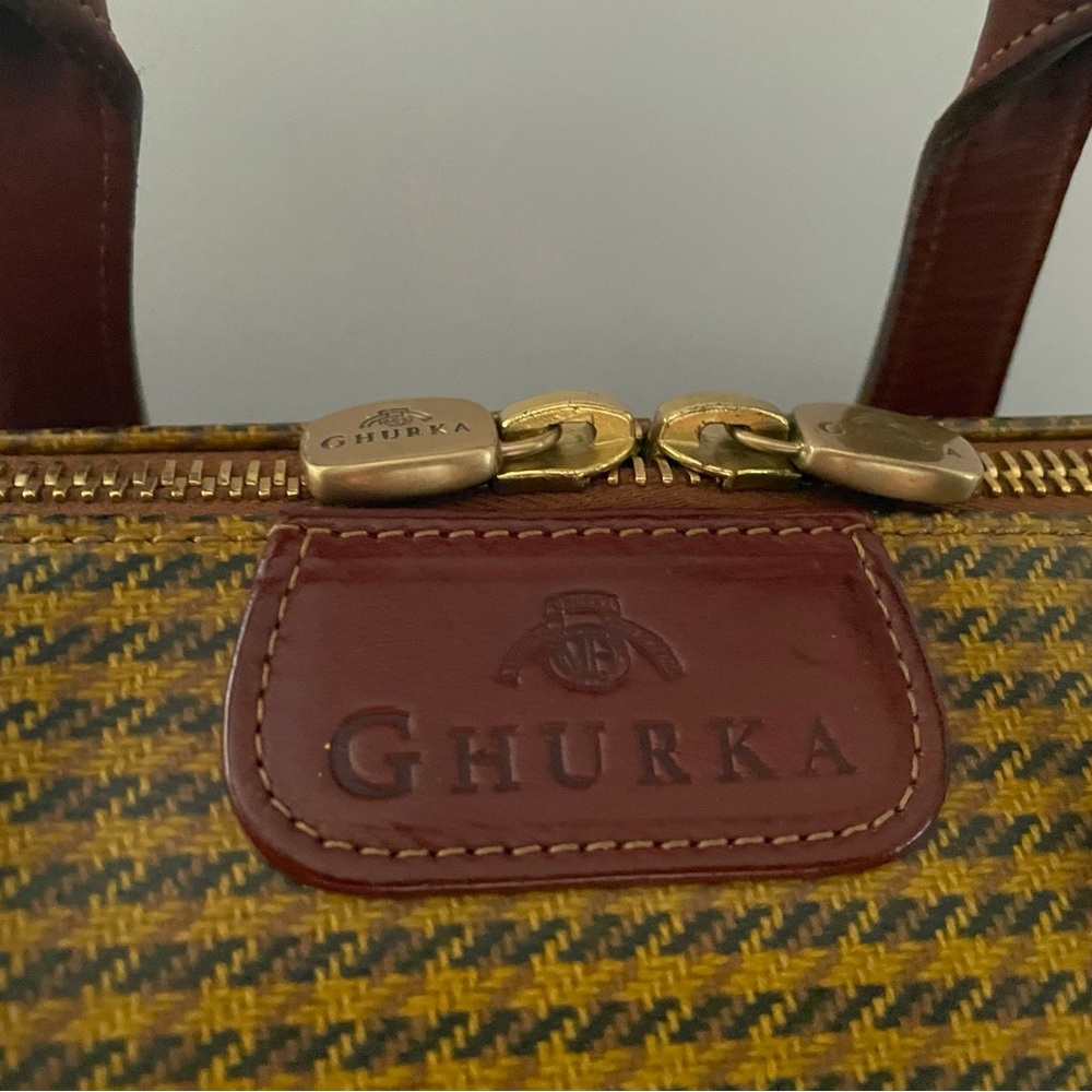 1999 Vintage Ghurka Marley Hodgson 13" Satchel # 660 Harvest Derby Check Bag